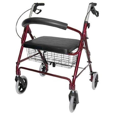 MABIS Mabis 501-1029-0700 Lightweight Extra Wide Heavy Duty Aluminum Rollator - Burgundy 501-1029-0700